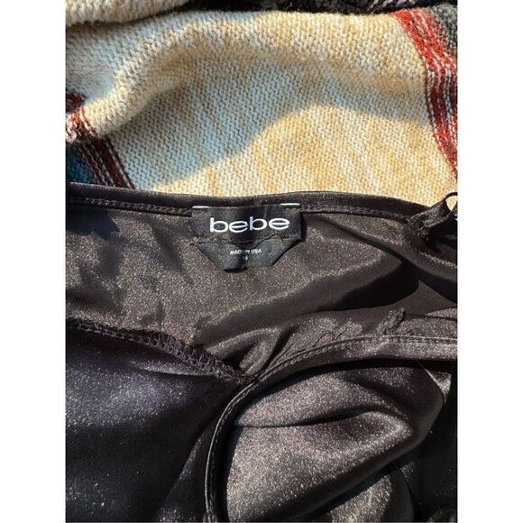 bebe long black slinky gown sz xs USA - Picture 9 of 13